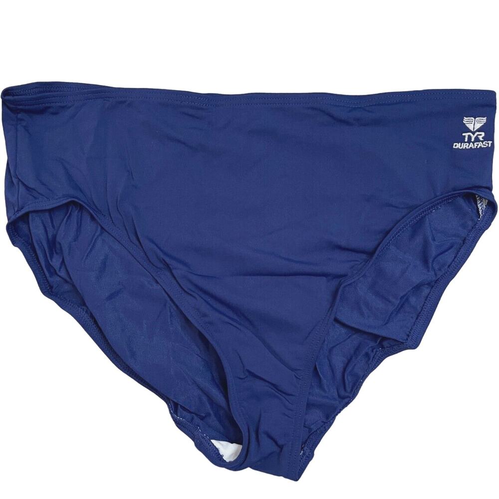 TYR Fitness Solid Hi-Waist High Bottom SwimSuit - Ink Blue - Plus Size 22 - $36